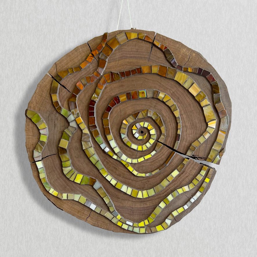 Crafted on a walnut tree stump, this mosaic reflects the complexity and interconnectedness of life’s journey. Like the growth rings of a tree, our experiences form cycles of highs and lows, marked by moments that heal, challenge, and connect us. Some wounds pass quietly, while others leave lasting bonds that call for unity and acceptance. The walnut tree, with its strength and layered history, mirrors our shared resilience—rooted in adaptability, connection, and the enduring wisdom of moving forward together.